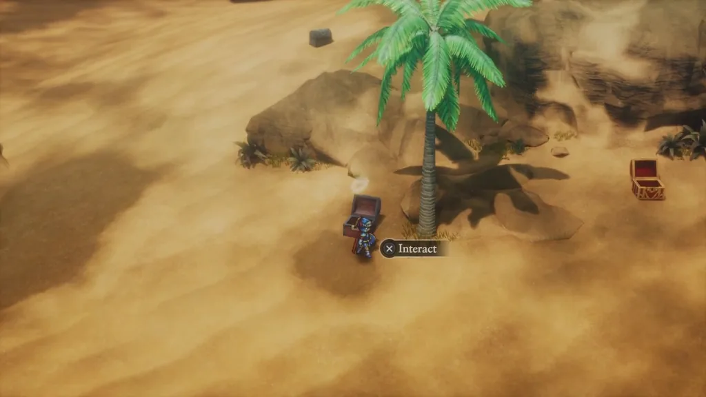 Palm trees and chests in the desert Secret Spot