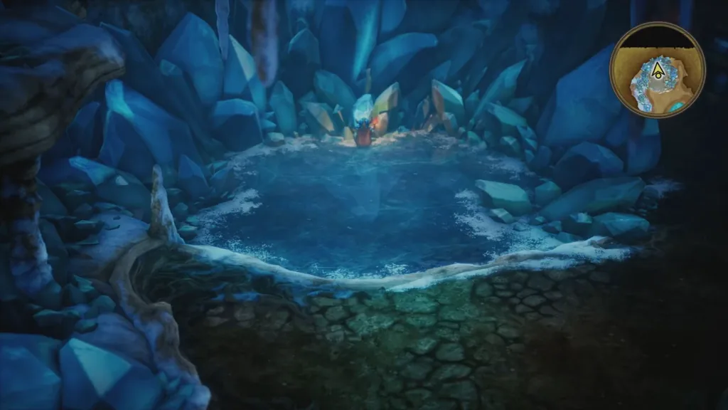 Glowing crystals at the bottom of the dwarves’ well