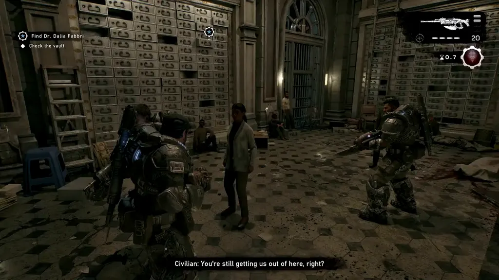 Inside the Bank of Tyrus vault with the survivors