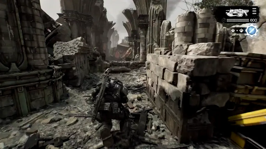 Moving through the broken walls of the cemetery