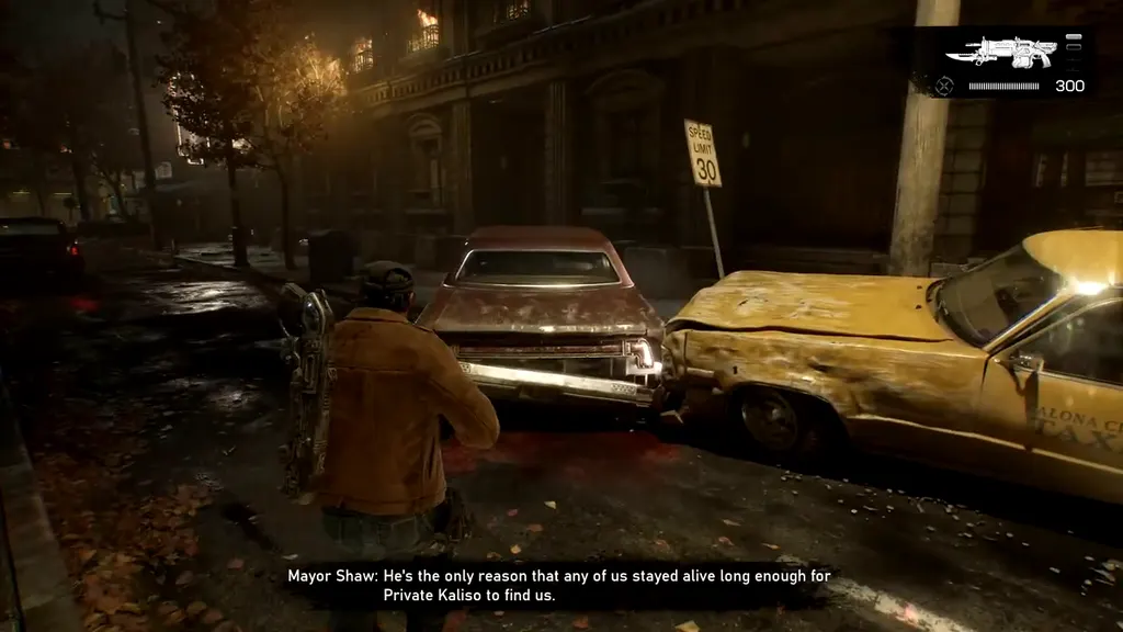 Escorting Mayor Shaw past crashed cars