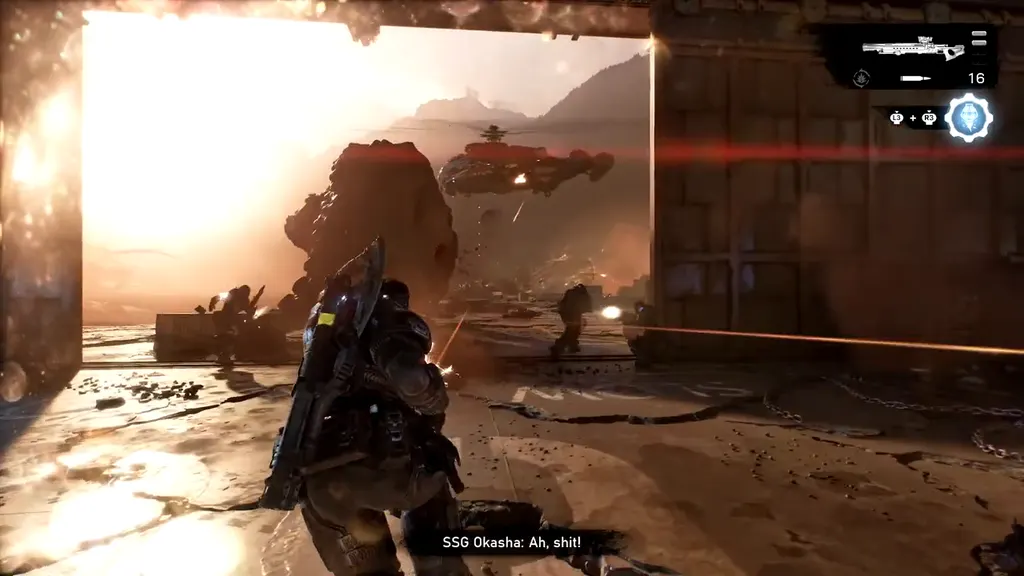 A Reaver attacking at the open hangar doors