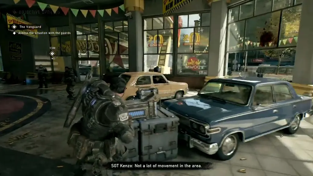 The Vanguard secondary objective at the car dealership