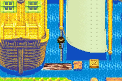 The crates in the water and the rope back up to the deck