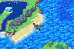 The island with Aqua Rock in its lake