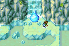 The big drop-shaped rock on the cliff