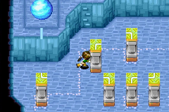 The pillars with rails in the beam puzzle room