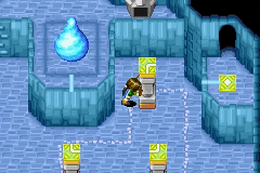 The room with the drop rock and three pillars