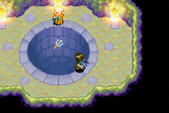 The Trident floating above the well
