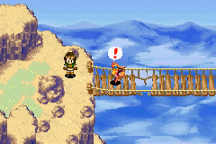 The Djinni flees across the wooden bridge