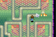A fire head guarding the corridor