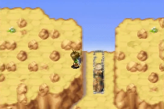 The pillar pushed down between two ledges
