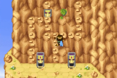 The wall of handholds with statues that pop out