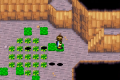 Green platforms floating up from the weeds