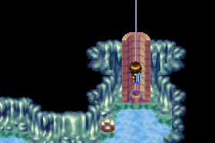 The well rope leading up into the temple
