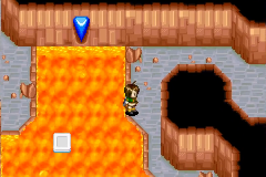 A platform circling the lava