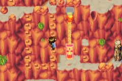 A stone head’s fireball smashing a post