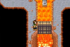 The dam gate that drains the lava
