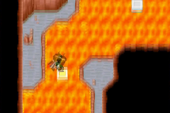 Hopping across the pillar in the lava