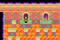 Platforms over the lava behind the central door
