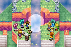 Everyone gathered around the beacon
