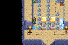 The torch and ice columns in the right path’s last room