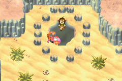 The patch of sand where the scorpion hides
