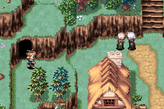 The west edge of Bilibin, where a bush hides the way into the warehouse