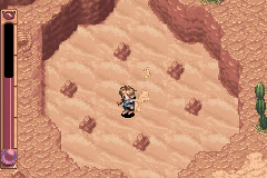 Walking through Lamakan Desert with the heat meter on screen