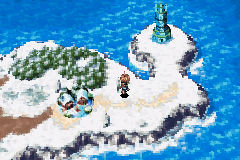 Mercury Lighthouse on the snowy world map near Imil