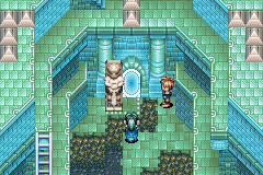 Mia at the sealed entrance of Mercury Lighthouse