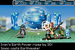 The battle against Saturos on top of Mercury Lighthouse