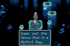 Isaac puts the Venus Star in a Mythril Bag