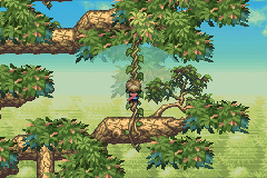 Isaac climbing a vine on the outer branches of Tret Tree