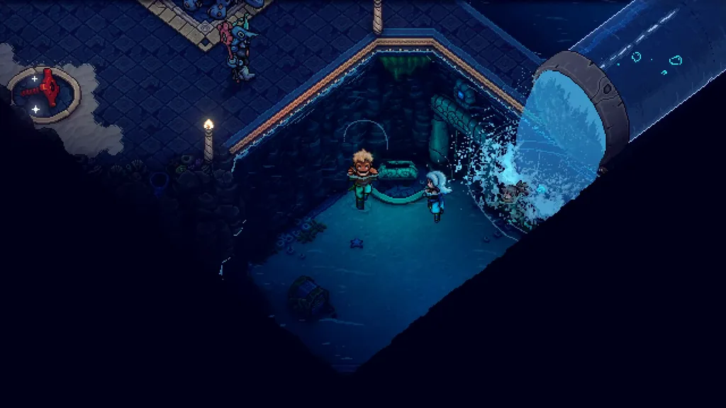 Water pouring from a pipe in the Tower of Antsudlo