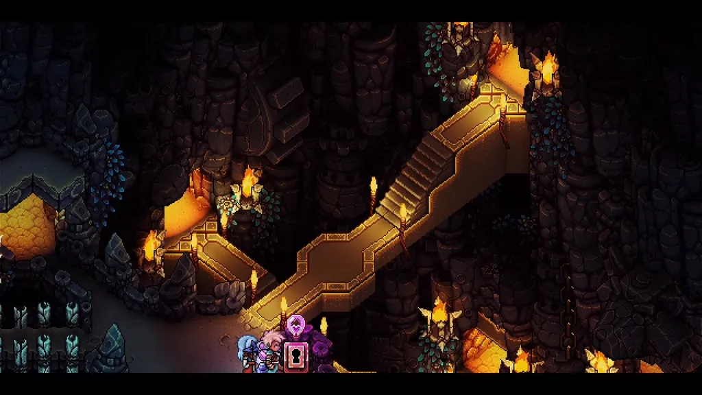 A golden bridge raised with a bridge key in Wolf Rock