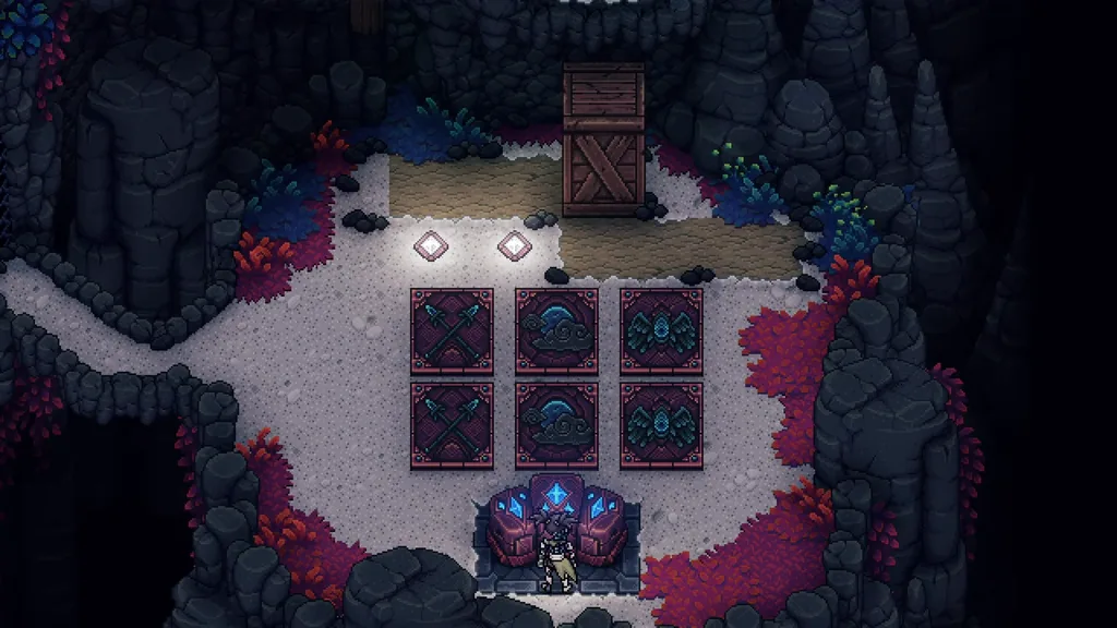 A rune-tile puzzle in the Sacrosanct Spires