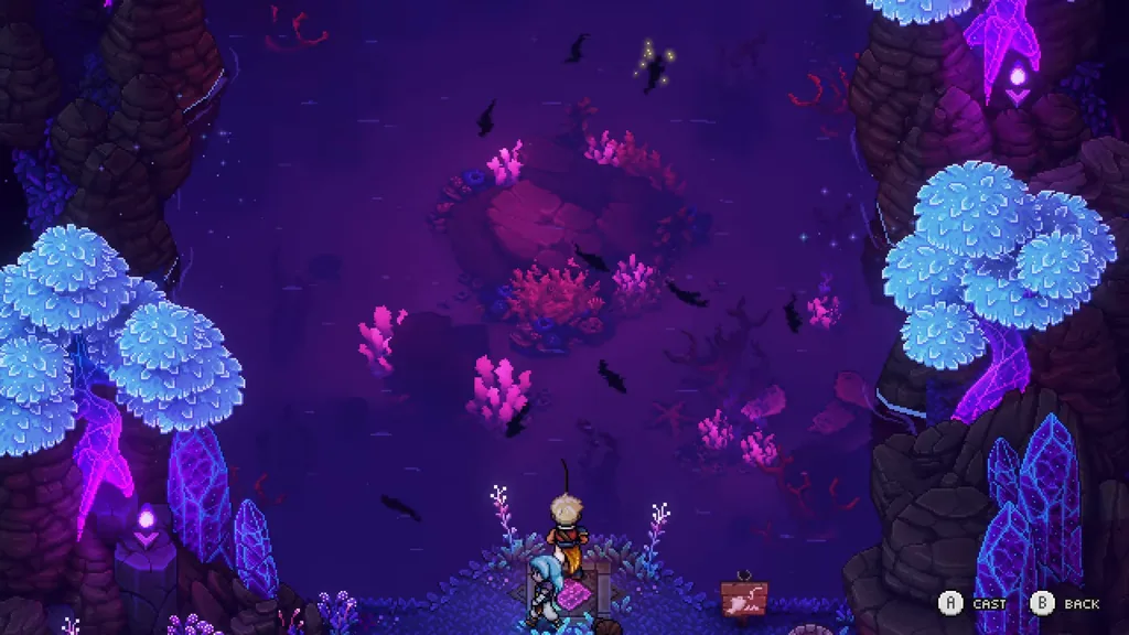 The purple forest floor of the Abandoned Wizard’s Lab