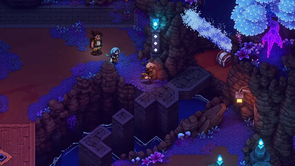 Raised walkways under a glowing tree in the Abandoned Wizard’s Lab