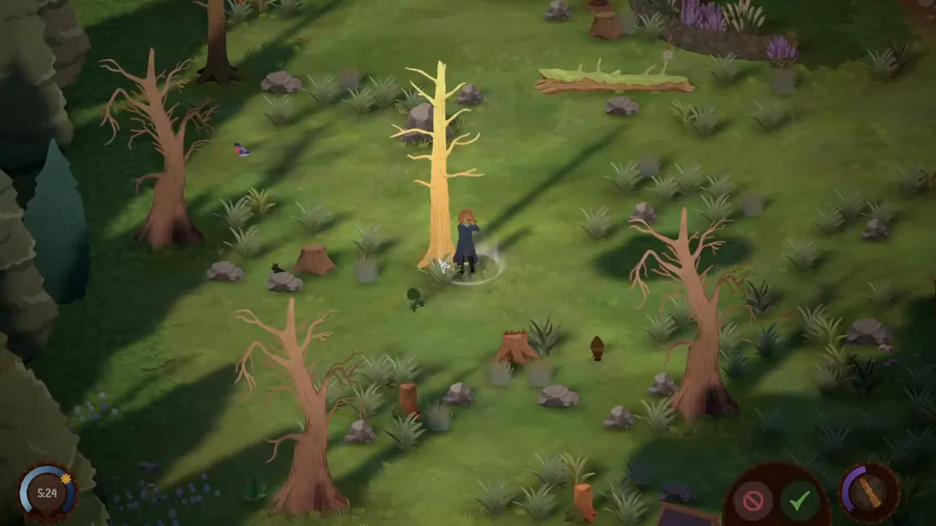 A dead tree highlighted for Chant of the Woodcutters