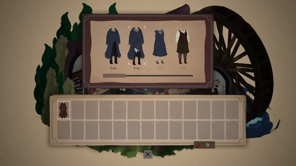 The outfit menu at Swish and Stitch