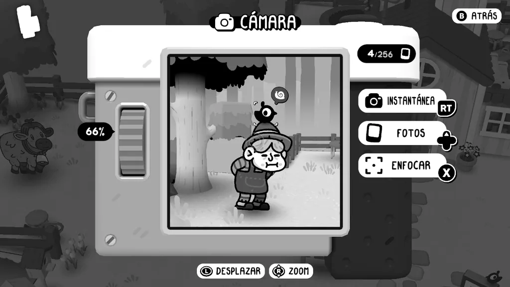Camera view of the kid with a small bird on their hat