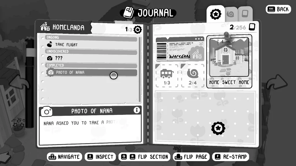 The journal open on the Homelanda page